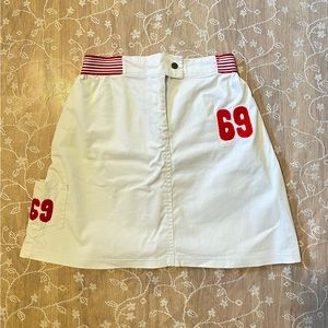2000’s white red 69 skirt
